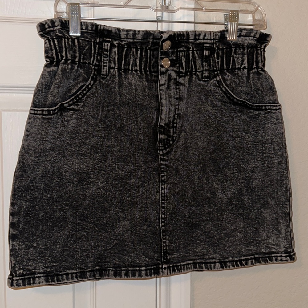 Black jean mini skirt